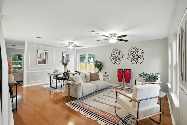 11003 Watchful Fox Dr, Austin, TX 78748 - living room with wood finished floors and ceiling fan