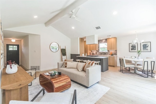 11403 Guernsey Dr, Austin, TX 78758 - living area with plenty of natural light, light wood-type flooring, a ceiling fan, and recessed lighting