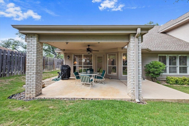 103 El Norte Ct, Lakeway, TX 78734 - view of patio / terrace with a ceiling fan and area for grilling