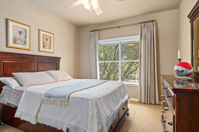 103 El Norte Ct, Lakeway, TX 78734 - bedroom with light carpet and ceiling fan