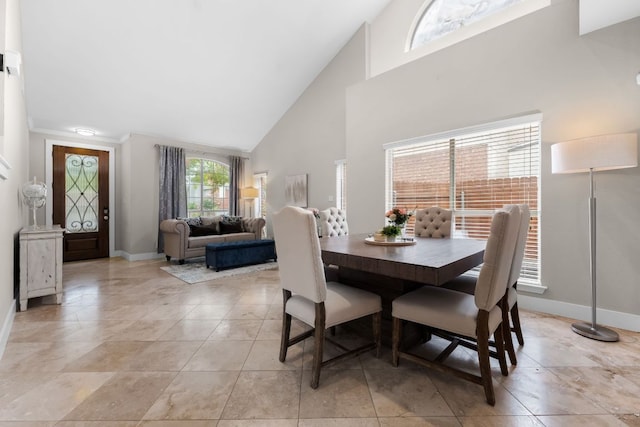 10919 Sierra Oaks, Austin, TX 78759 - dining space with high vaulted ceiling and baseboards