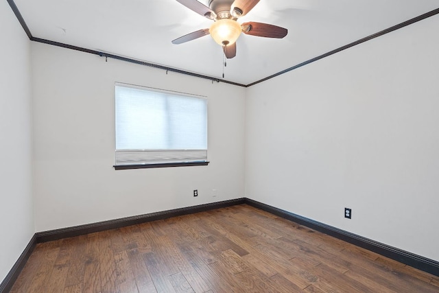 2717 Jorwoods Dr, Austin, TX 78745 - unfurnished room with a ceiling fan, dark wood-type flooring, and ornamental molding