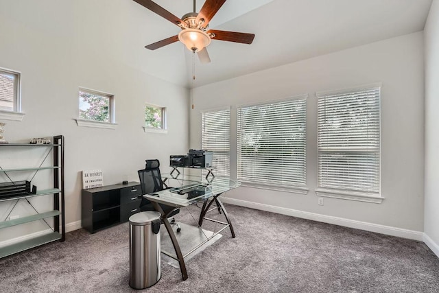 6716 Calabria Dr, Round Rock, TX 78665 - carpeted office with ceiling fan and baseboards