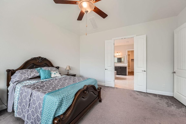 6716 Calabria Dr, Round Rock, TX 78665 - bedroom with carpet flooring, ceiling fan, and vaulted ceiling