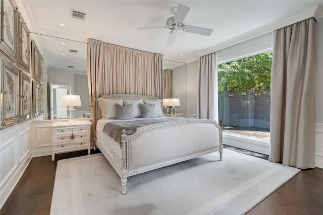 2115 W 11th St, Austin, TX 78703 - bedroom with a decorative wall and a ceiling fan