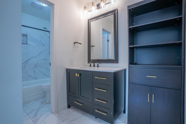 3431 N Hills Dr Unit 112, Austin, TX 78731 - full bath with marble finish flooring, vanity, and  shower combination