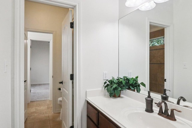 12404 Calistoga Way, Austin, TX 78732 - bathroom with vanity and tile patterned floors