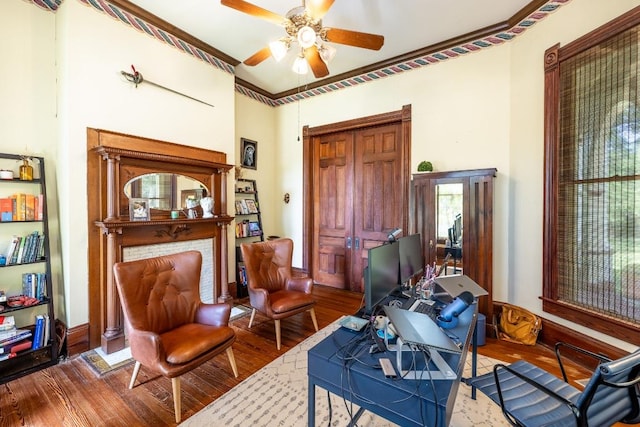 624 Saint Louis St, Gonzales, TX 78629 - home office featuring wood finished floors and a ceiling fan