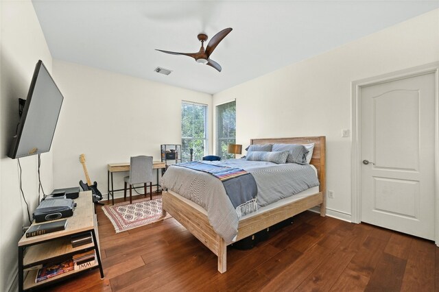 4332 Canoas Dr, Austin, TX 78730 - bedroom featuring wood-type flooring and a ceiling fan