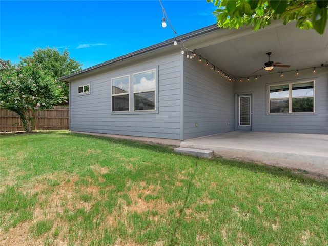 7816 Vista Mejor Dr, Austin, TX 78744 - back of house featuring a ceiling fan and a patio area