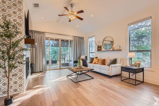 4106 Paleleaf Path, Bee Cave, TX 78738 - living room featuring ceiling fan and light wood finished floors