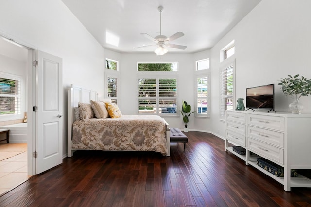 207 Dry Creek Rd, Austin, TX 78737 - bedroom with dark wood-type flooring and a ceiling fan