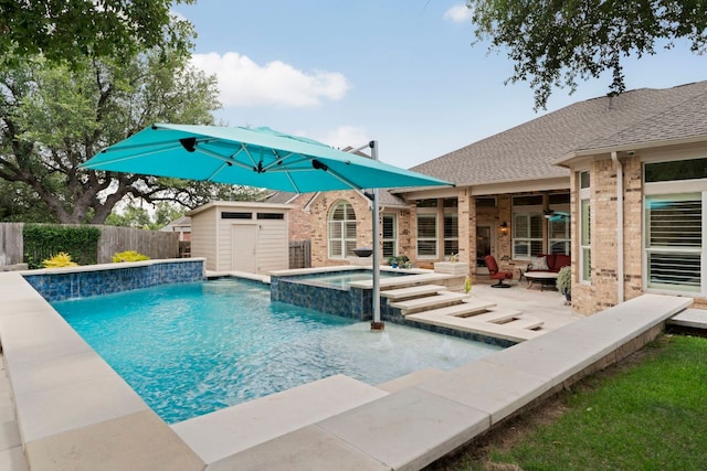 207 Dry Creek Rd, Austin, TX 78737 - view of pool with a patio area, a fenced backyard, and a pool with connected hot tub