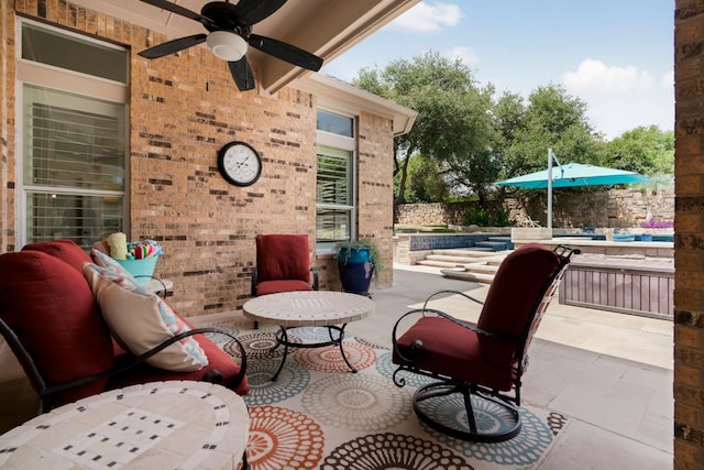 207 Dry Creek Rd, Austin, TX 78737 - view of patio featuring ceiling fan and an outdoor living space