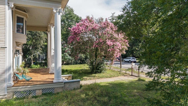 124 N Hamilton St, Gonzales, TX 78629 - view of yard featuring a wooden deck