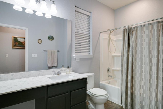 806 Thrasher Glade Dr, Pflugerville, TX 78660 - full bathroom featuring vanity, shower / bath combo with shower curtain, and wood finished floors