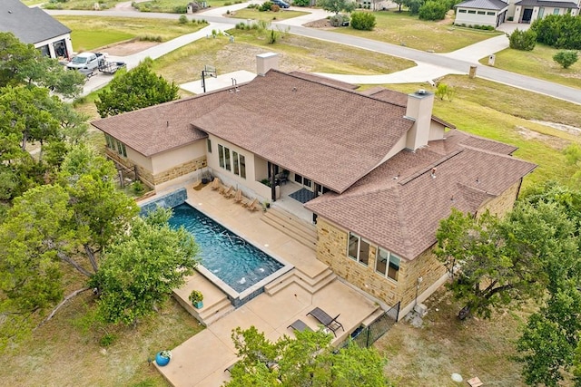 179 Sandy Creek Cv, Driftwood, TX 78619 - view from above of property featuring a pool