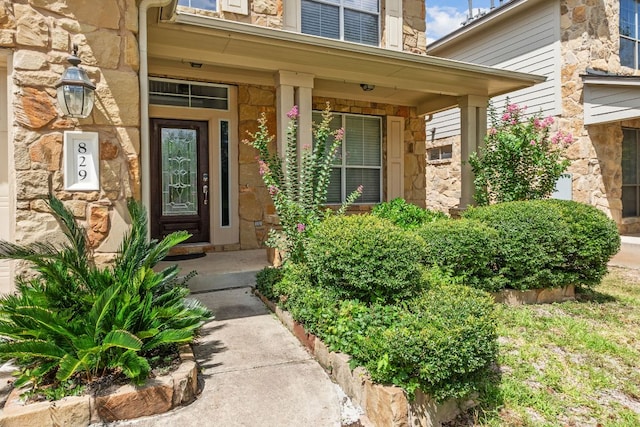 829 Zappa Dr, Cedar Park, TX 78613 - property entrance with stone siding and a porch