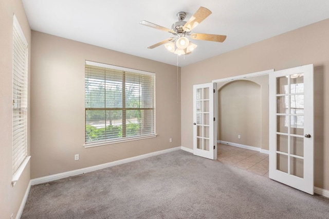 829 Zappa Dr, Cedar Park, TX 78613 - carpeted empty room featuring french doors and ceiling fan