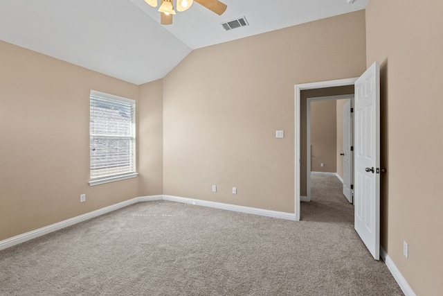 829 Zappa Dr, Cedar Park, TX 78613 - carpeted empty room with ceiling fan and vaulted ceiling