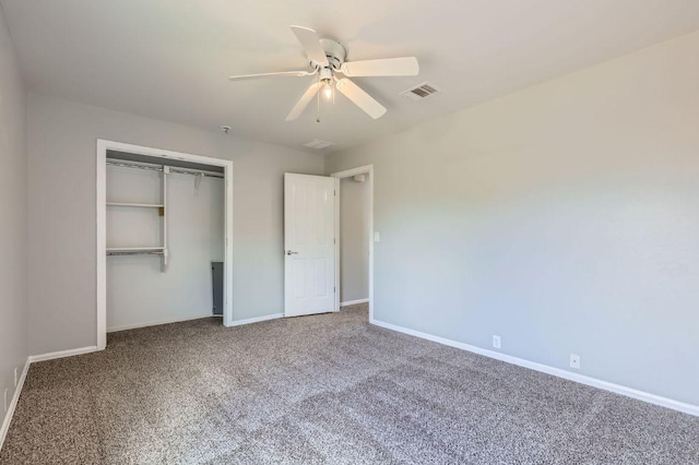 400 Hummingbird Ln, Leander, TX 78641 - unfurnished bedroom featuring carpet floors, a closet, and a ceiling fan