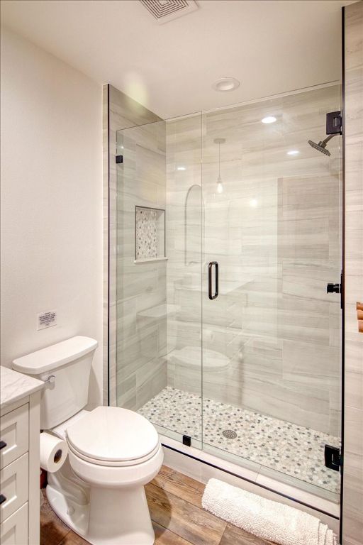 19811 W Ranch Road 152nd Rd, Llano, TX 78643 - full bathroom featuring a stall shower, vanity, wood finished floors, and recessed lighting