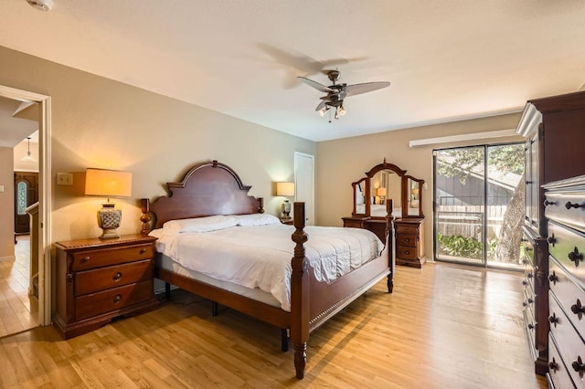 4513 Sidereal Dr, Austin, TX 78727 - bedroom with access to outside, light wood finished floors, and ceiling fan