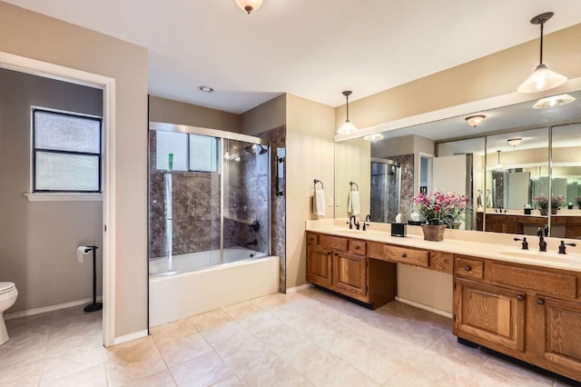 4513 Sidereal Dr, Austin, TX 78727 - full bath featuring double vanity, enclosed tub / shower combo, and tile patterned floors