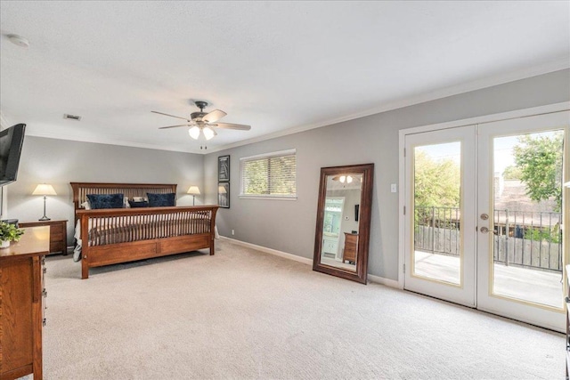 10601 Spicewood Pkwy, Austin, TX 78750 - carpeted bedroom with ornamental molding, french doors, and access to exterior