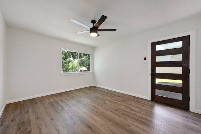 4803 Broadhill Dr, Austin, TX 78723 - entrance foyer featuring wood finished floors and a ceiling fan
