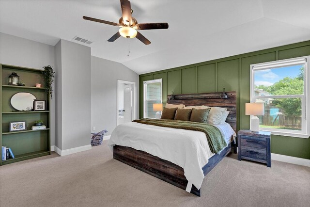 800 Sand Hill Branch Dr Unit 38, Austin, TX 78748 - bedroom with light carpet, vaulted ceiling, and ceiling fan