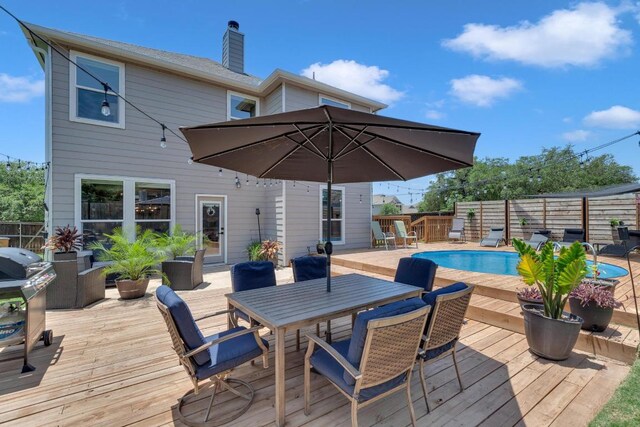 800 Sand Hill Branch Dr Unit 38, Austin, TX 78748 - wooden terrace with outdoor dining area and a grill