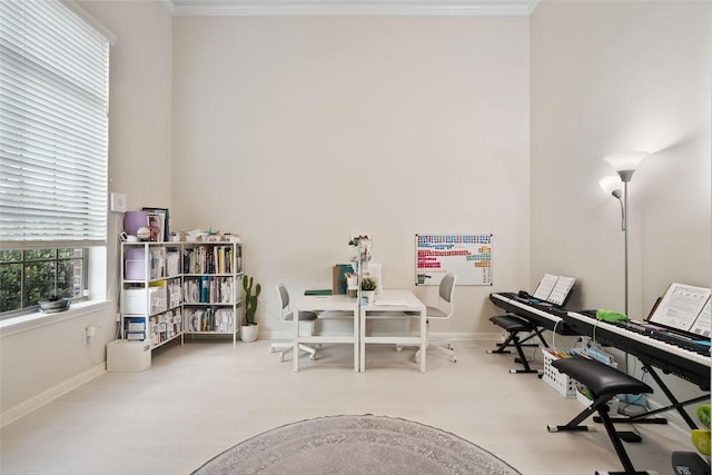 2508 Outlook Ridge Loop, Leander, TX 78641 - office area featuring ornamental molding and baseboards