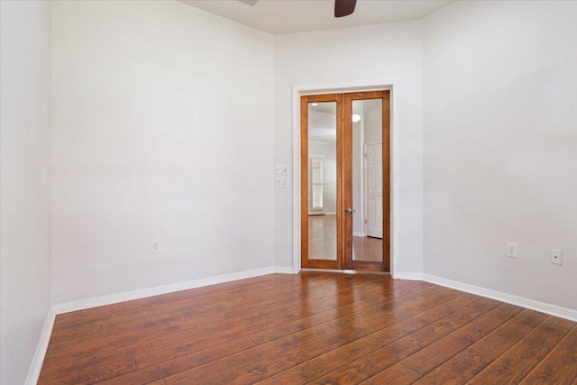 101 Goldenrod Way, Georgetown, TX 78633 - spare room with french doors, dark wood finished floors, and a ceiling fan