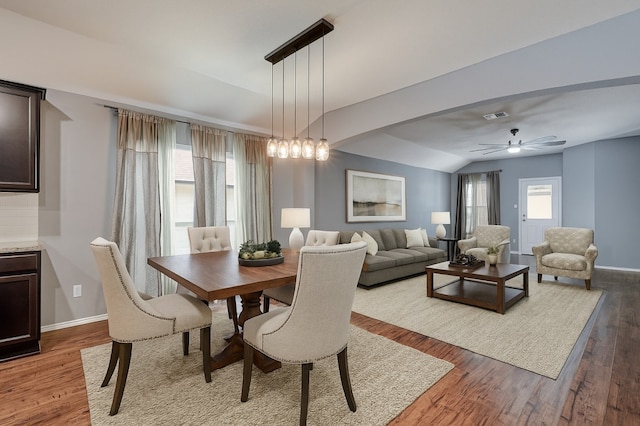 125 Lillian Dr, Taylor, TX 76574 - dining area featuring wood finished floors and ceiling fan