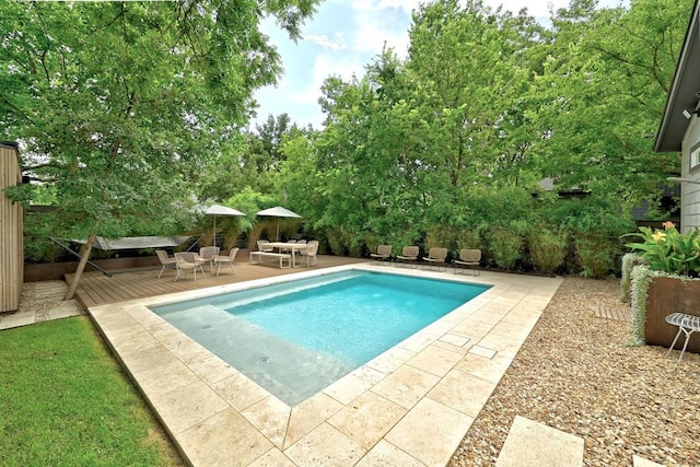 4605 Alf Ave, Austin, TX 78721 - outdoor pool with a deck, outdoor dining area, and a patio