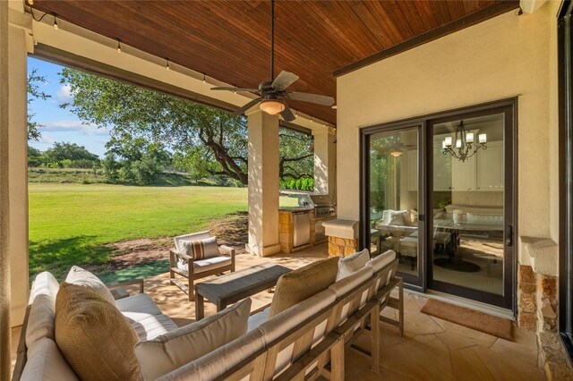 107 Bella Strada Cv, Lakeway, TX 78734 - view of patio / terrace featuring ceiling fan, area for grilling, and outdoor lounge area