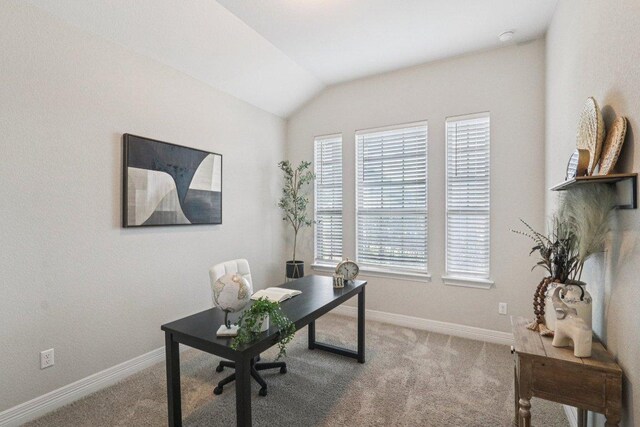 113 Berkeley Pl, Georgetown, TX 78628 - office area with carpet floors and lofted ceiling