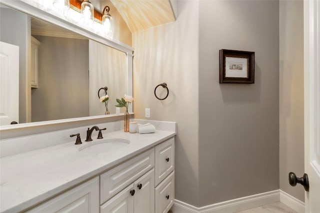 106 Packsaddle Dr, Bastrop, TX 78602 - bathroom with vanity and baseboards