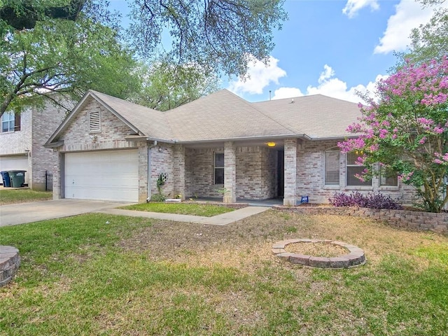 1318 Chalk Ln, Cedar Park, TX 78613 - single story home featuring an attached garage, driveway, a front lawn, and roof with shingles