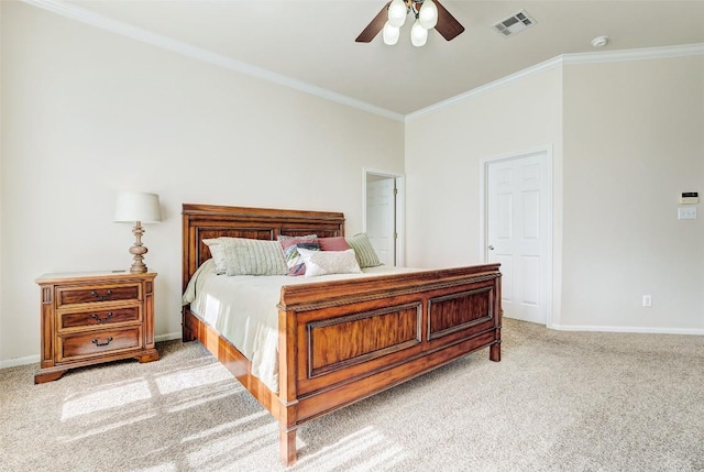 4304 Lost Oasis Holw, Austin, TX 78739 - bedroom featuring light colored carpet, crown molding, and a ceiling fan
