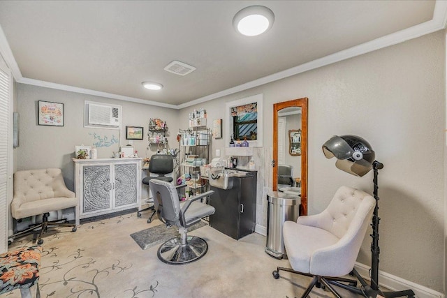 14305 Geronimo St, Leander, TX 78641 - home office featuring ornamental molding and carpet
