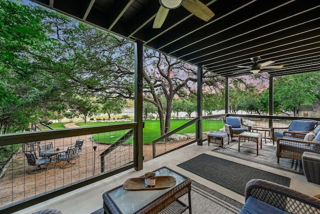 14305 Geronimo St, Leander, TX 78641 - view of patio / terrace with ceiling fan and outdoor lounge area