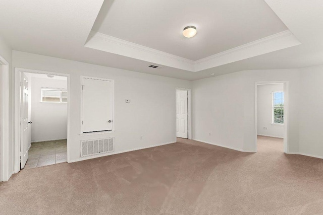 324 Kingfisher Ln, Leander, TX 78641 - unfurnished room featuring crown molding, a tray ceiling, and carpet floors