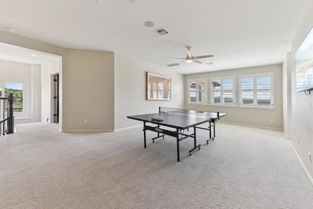 1108 Lakewood Hills Ter, Austin, TX 78732 - game room with light carpet and ceiling fan