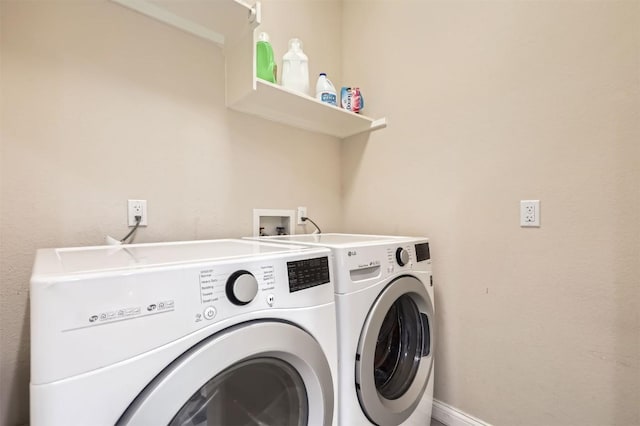 1406 Hunter Ace Way, Cedar Park, TX 78613 - laundry area featuring separate washer and dryer and baseboards