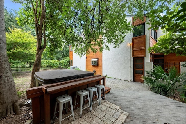 6110 Gardenridge Holw, Austin, TX 78750 - wooden terrace with a hot tub
