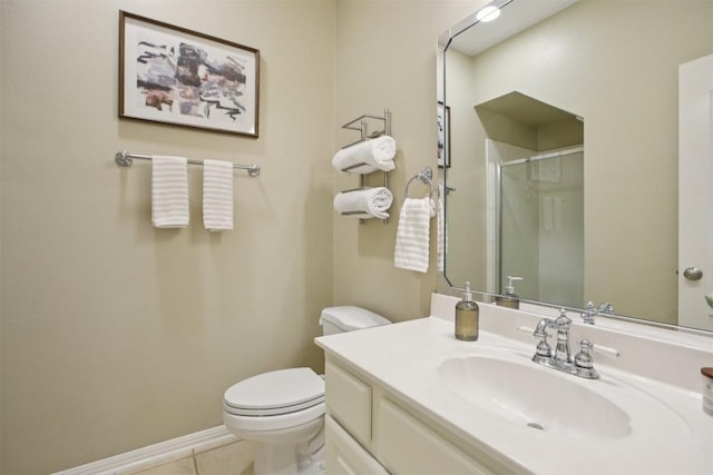 6520 Walebridge Ln, Austin, TX 78739 - bathroom featuring an enclosed shower, vanity, and tile patterned flooring