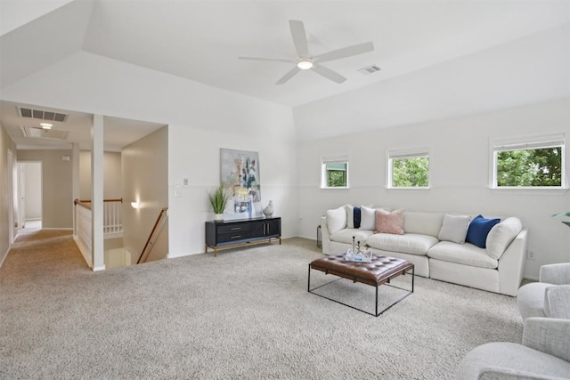 6520 Walebridge Ln, Austin, TX 78739 - living area featuring carpet floors, a ceiling fan, and attic access