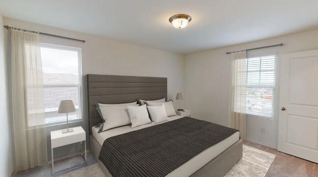 127 Bridgeview Dr, Hutto, TX 78634 - bedroom featuring multiple windows and light carpet